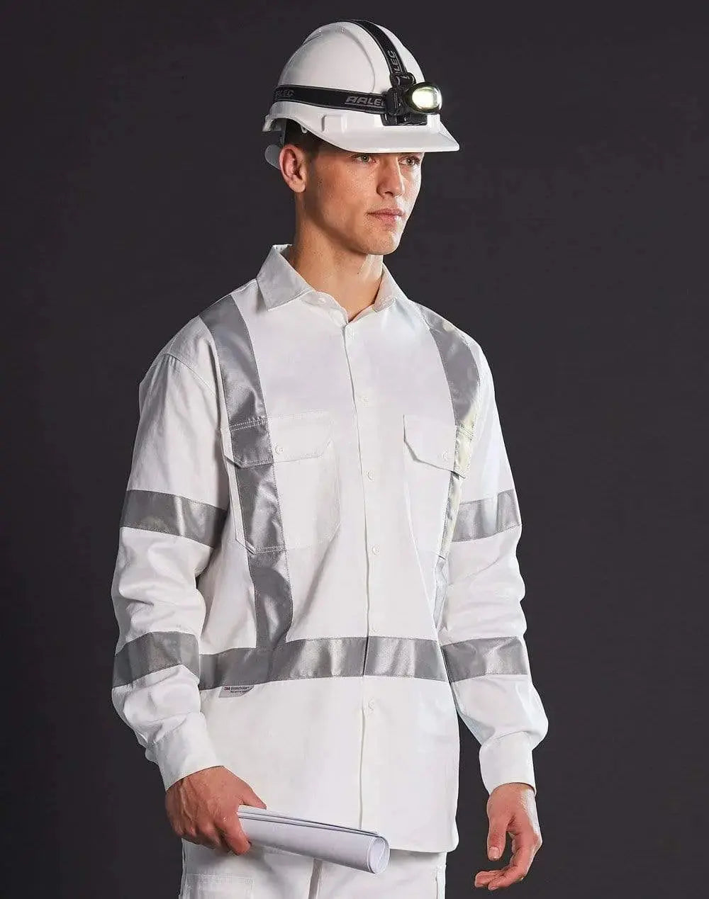 Winning Spirit Mens White Safety Shirt With X Back Biomotion Tape Configuration Wt09hv Metro Workwear.